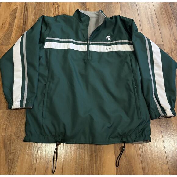 VINTAGE Michigan State University Nike 1/4 Zip Jacket, Reversible, Men's Large - Picture 1 of 7